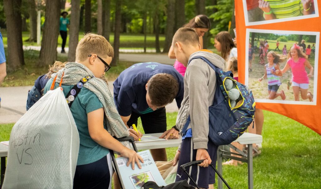 Junior campers at check in
