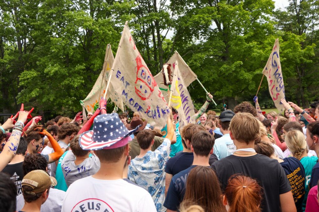 Senior High campers playing field games